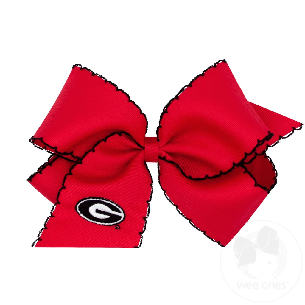 Collegiate Moonstitch Embroidered Hair Bow