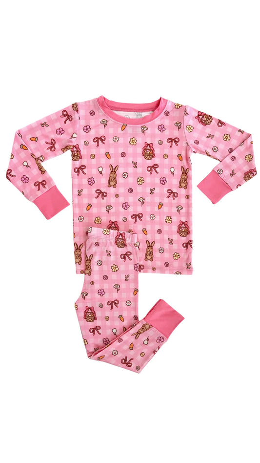 In My Jammers - Pink Gingham Bunny Two Piece Set