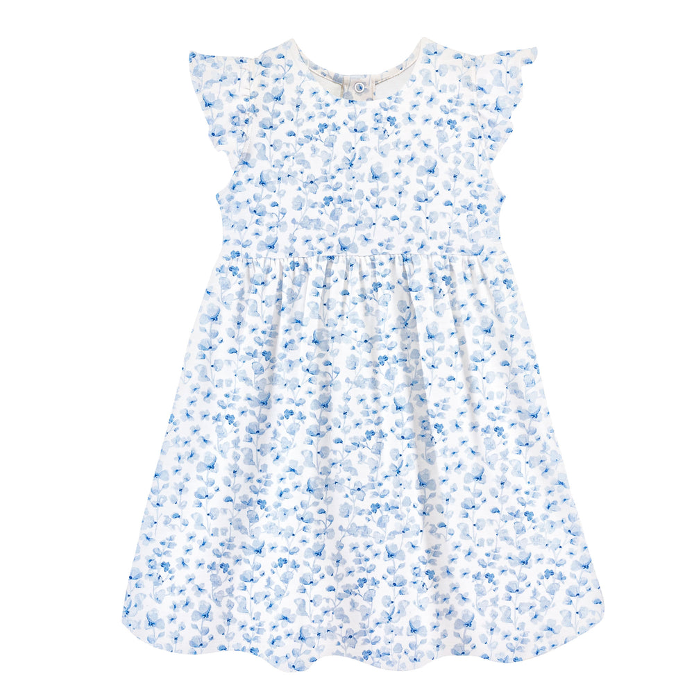 Baby Club Chic - Blue Begonias Toddler Ruffle Dress