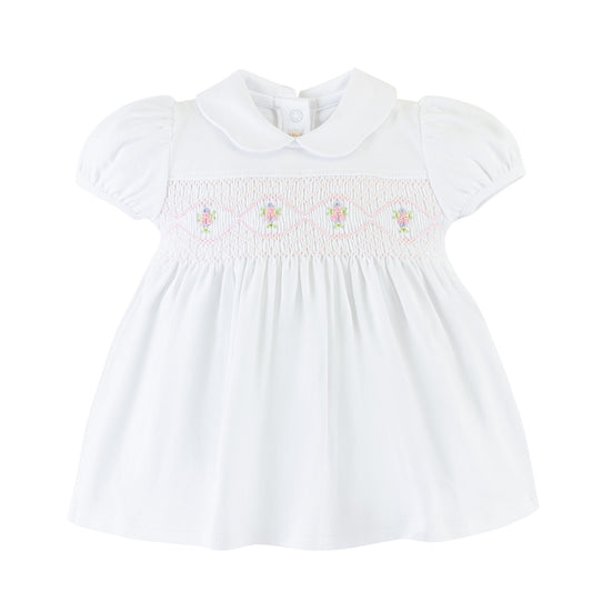 Baby Club Chic - White Hand Peter Pan Collar Smocked Dress