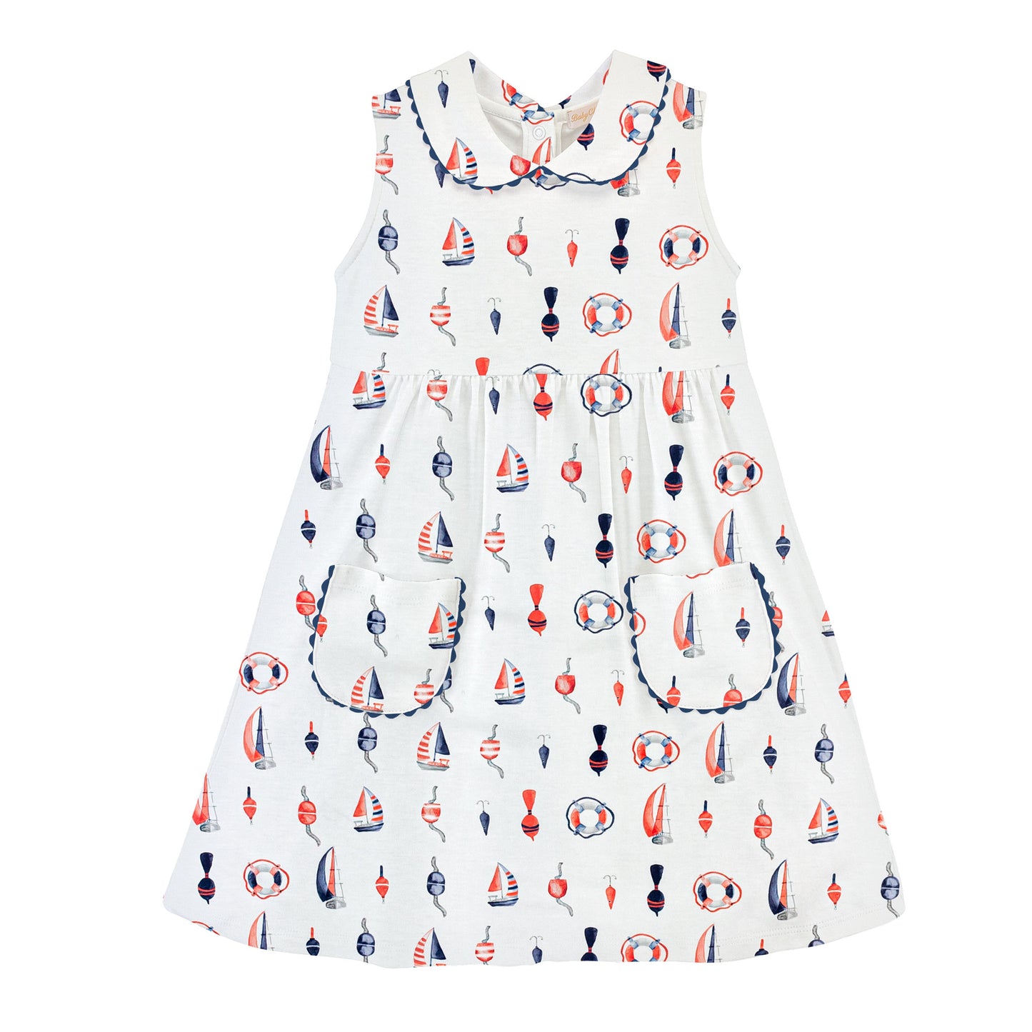 Baby Club Chic - Sail Away Printed Dress Collar and Pockets