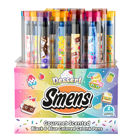 Scentco Dessert Smens in a cylinder container with a holder, featuring sweet dessert-themed fragrance and colorful packaging.