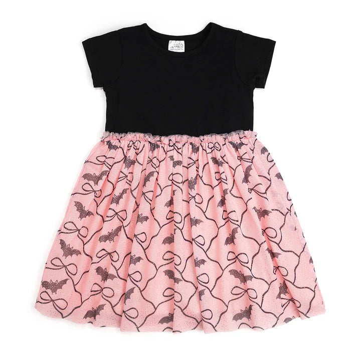 Sweet Wink - Bat Trellis Halloween Short Sleeve Tutu Dress
