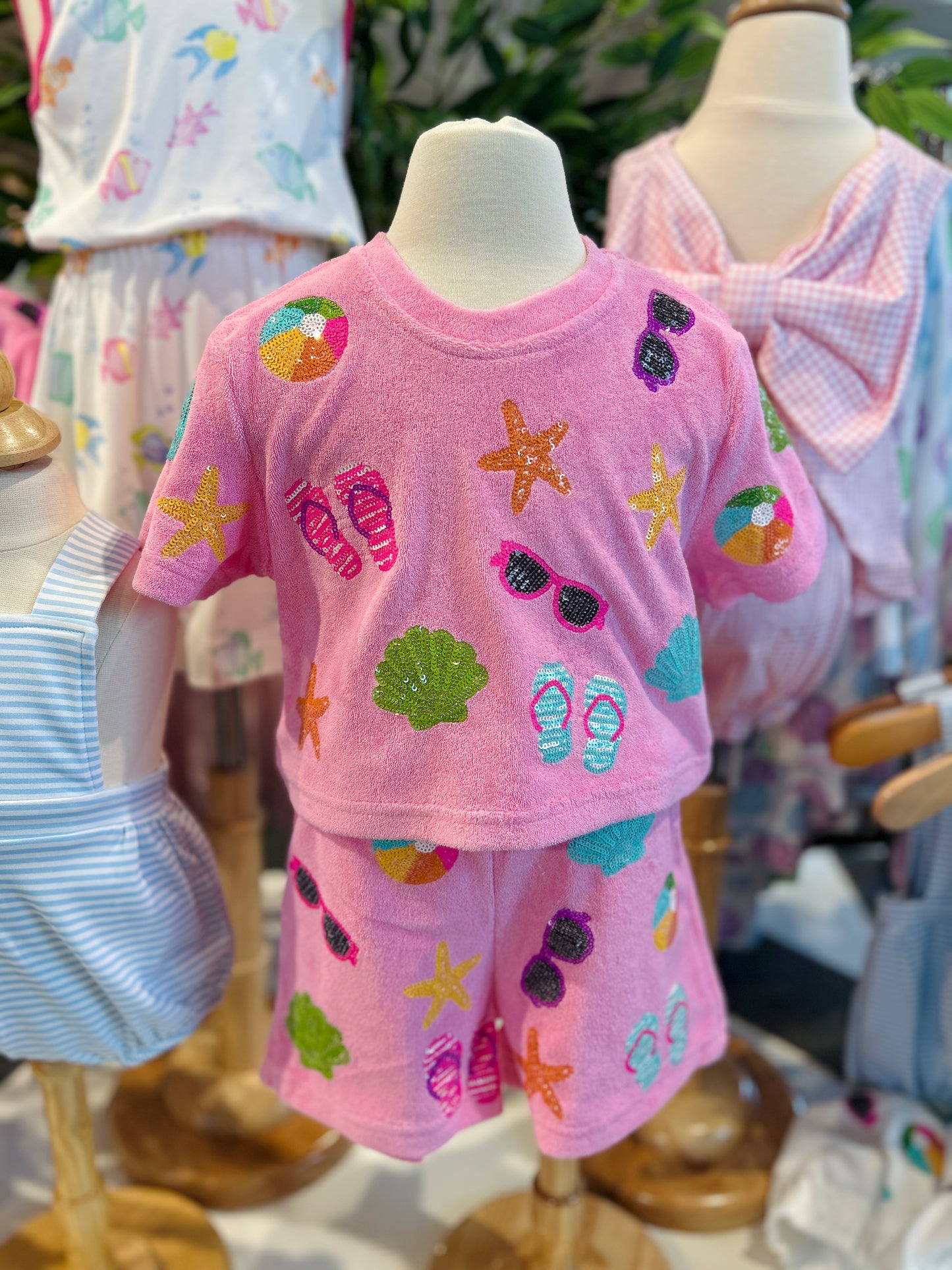 Belle Cher - Pink Terry Beach Sequin Set