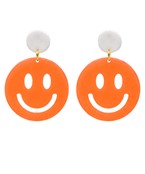 Orange & White Smiley Face Earring