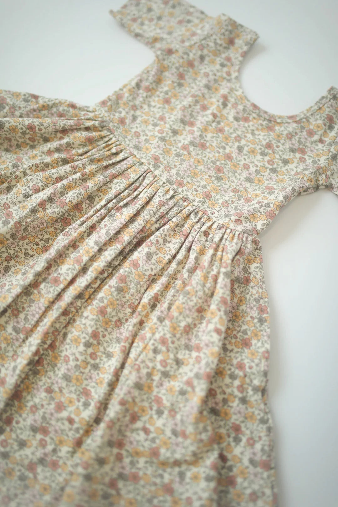 Bella Brown Floral Short Sleeve Twirl Dress