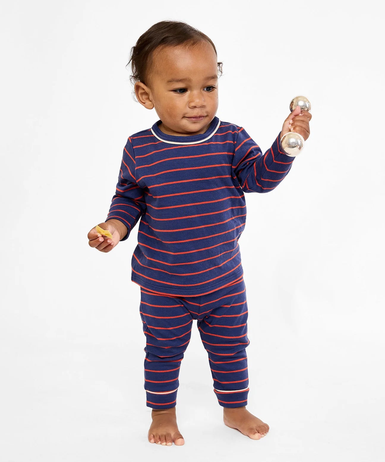 Navy Fine Stripe Edward Baby T-Shirt