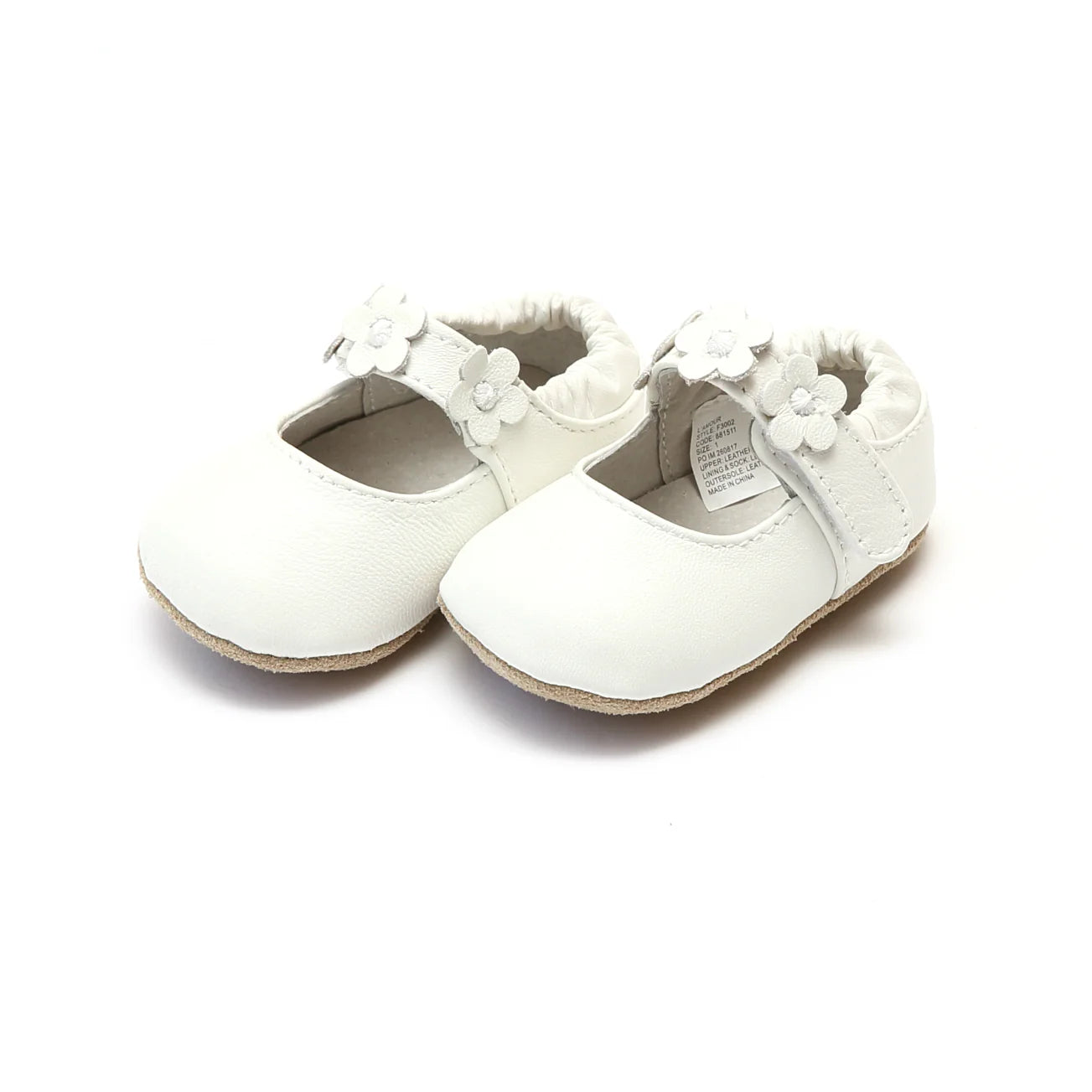 L'Amour - White Hope Soft Leather Flower Strap Crib Mary Jane (Infant)