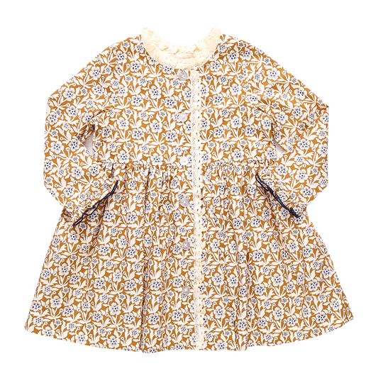 Gold Climbing Floral Girls Autumn Dress
