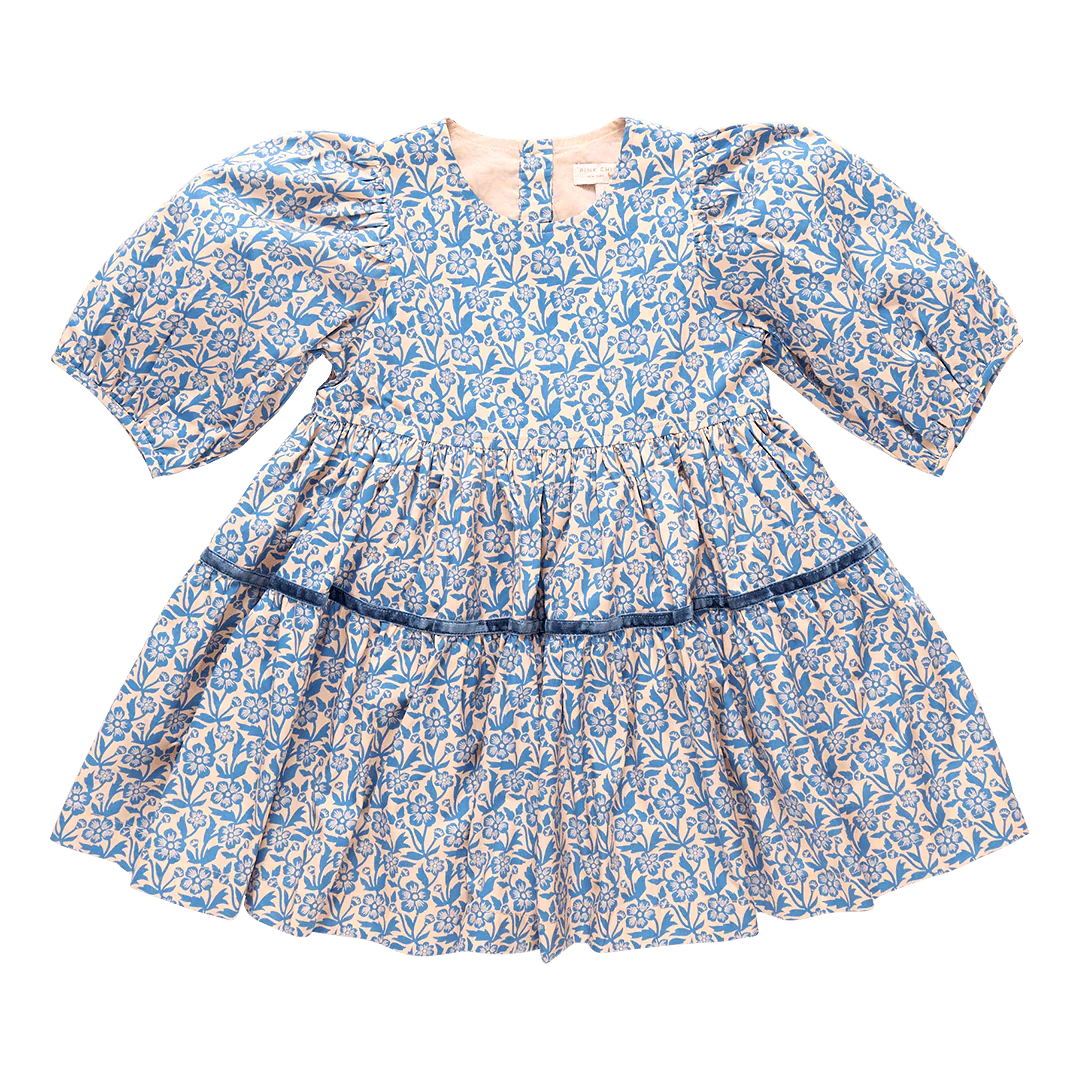 Blue Climbing Floral Girls Maribelle Dress