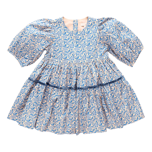 Blue Climbing Floral Girls Maribelle Dress