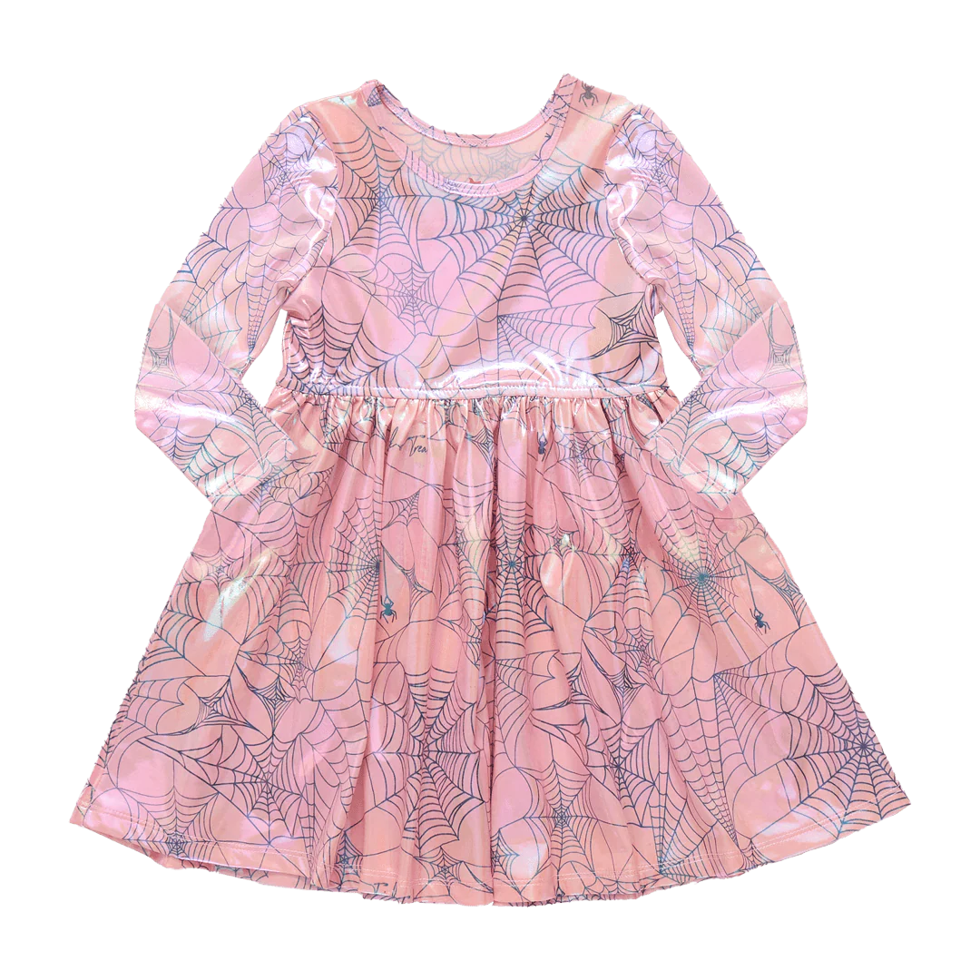 Pink Spider Web Girls Lame Steph Dress
