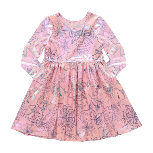 Pink Spider Web Girls Lame Steph Dress
