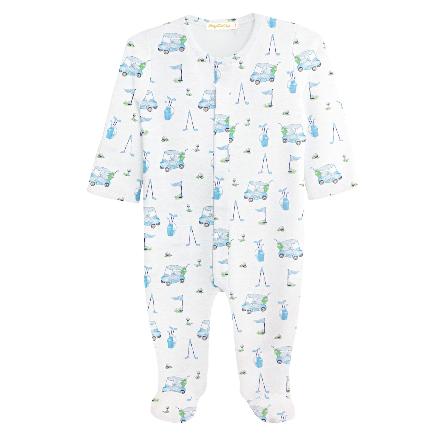 Baby Club Chic - Light Blue Golf Printed Footie