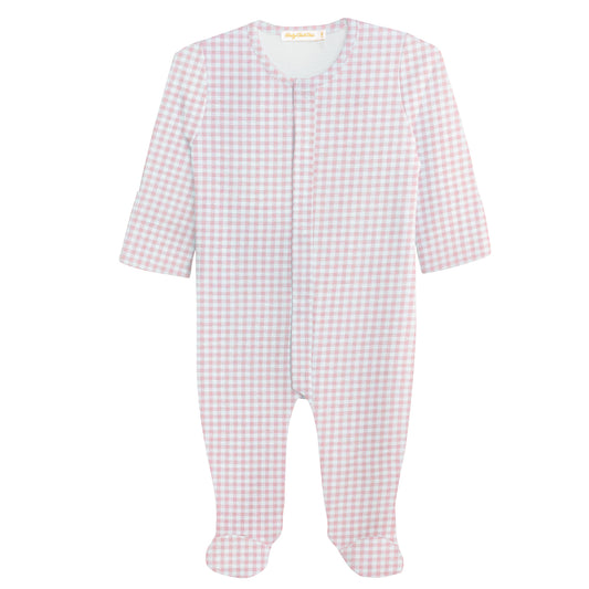 Baby Club Chic - Pink Mini Checks Printed Footie