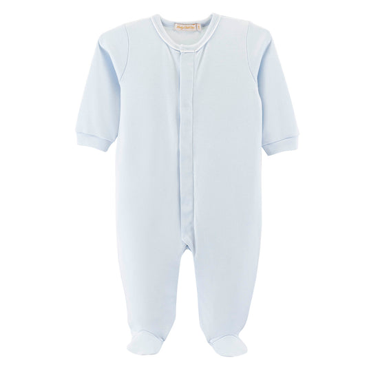 Baby Club Chic - Blue Footie with Piping Trim