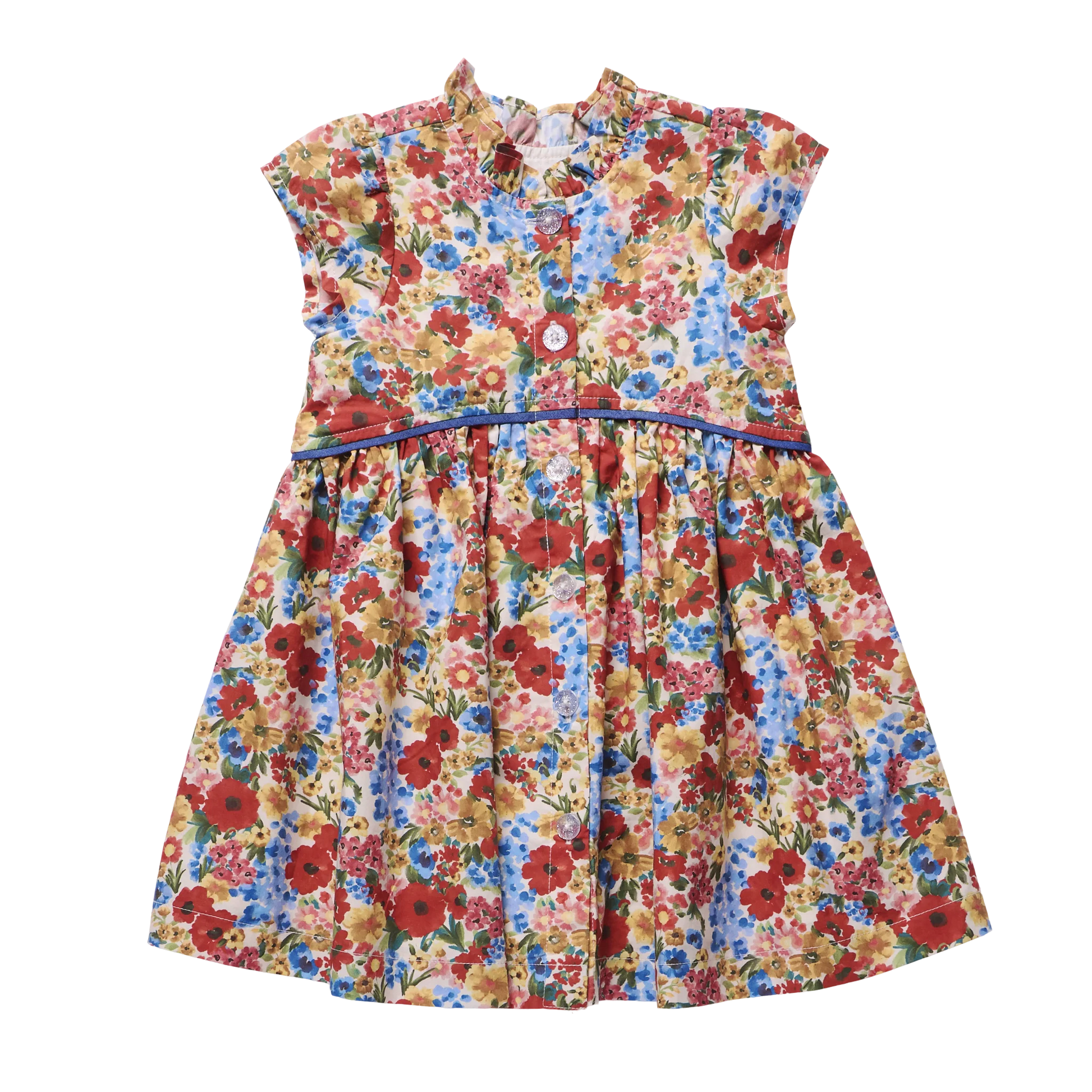 Watercolor Meadow Girls Fatima Dress by Pink Chicken featuring a floral watercolor print on a lightweight dress for girls.