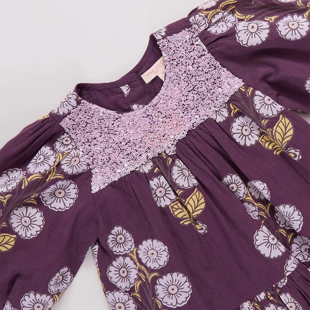 Plum Buttercup Floral Girls Fiona Dress