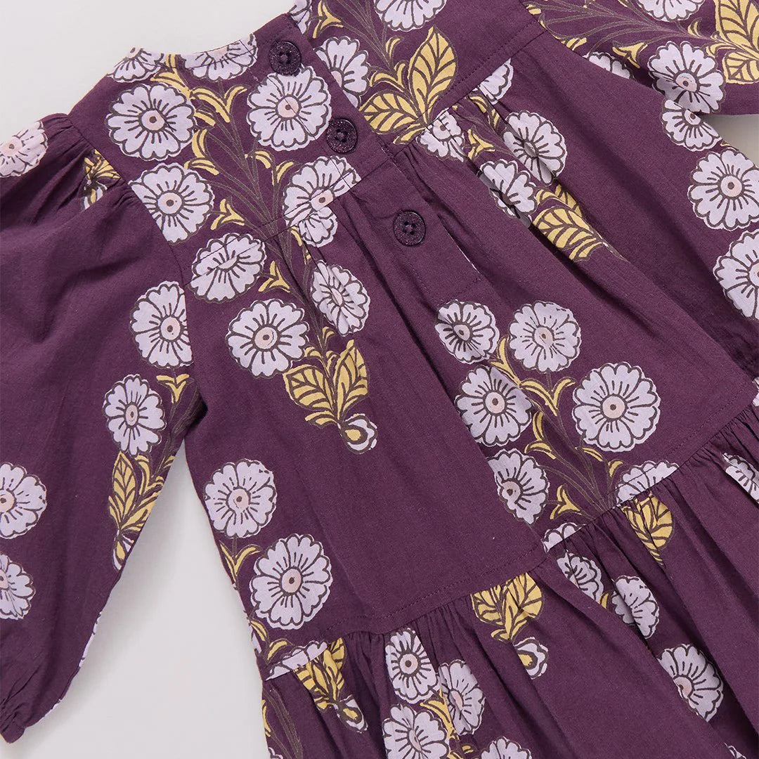 Plum Buttercup Floral Girls Fiona Dress