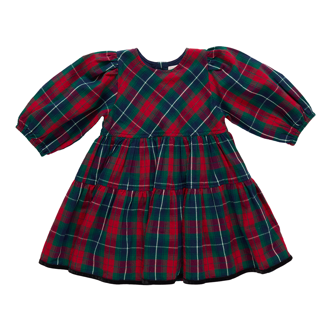 Red Tartan Girls Maribelle Dress