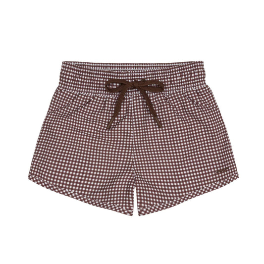 boys brown micro gingham boardie