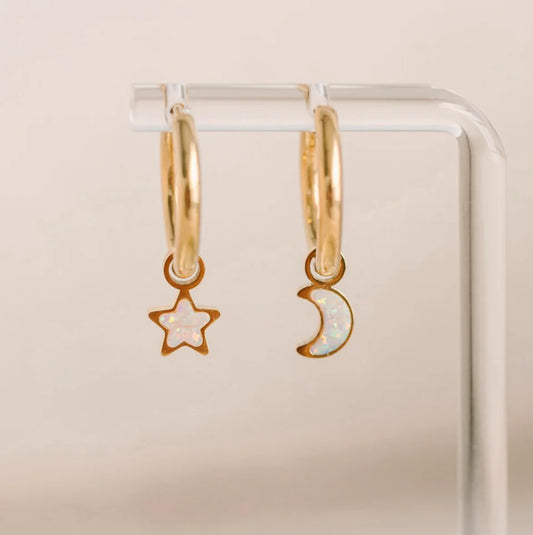 Pierced  Co - Moon and Star Opal Charms