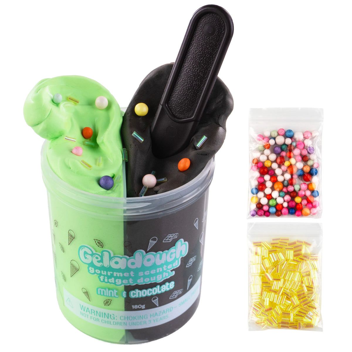 Scentco Geladough in Mint Chocolate scent, soft dough with mint and chocolate swirls, showcasing its colorful, textured appearance.
