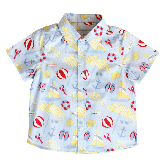 Hollis Baker Beach Days Beau Shirt featuring a relaxed fit and beach-inspired print, perfect for casual summer wear.