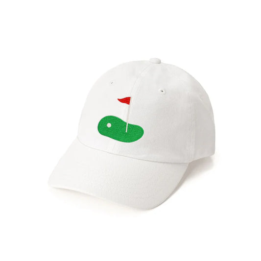 Golf Tee Bow Patch Baseball Hat - White