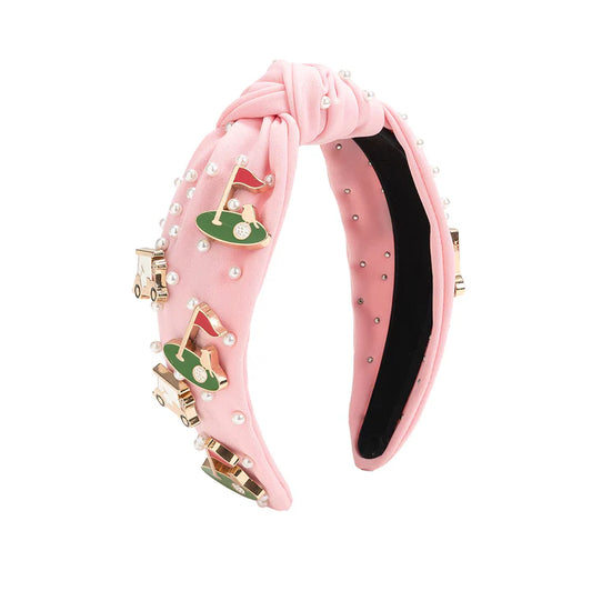 Sweet Wink golf gemstone headband featuring colorful gemstones and a comfortable elastic band for stylish athletic wear.