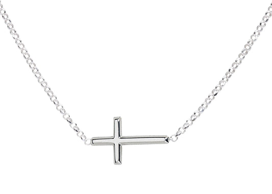 Cherished Moments - Sterling Silver Sideways Cross Necklace