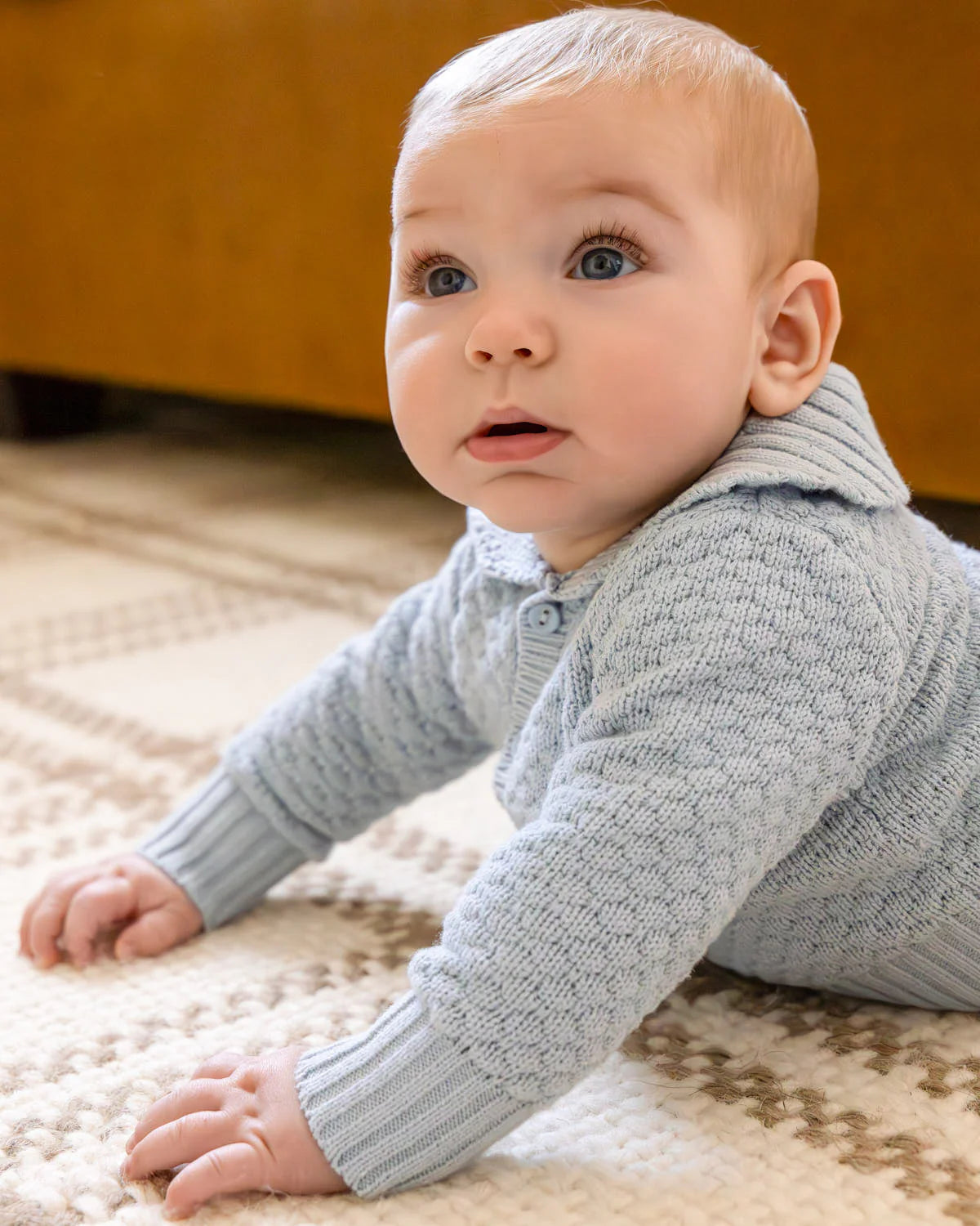 Slate Blue Knit Cardigan and Footed Pant