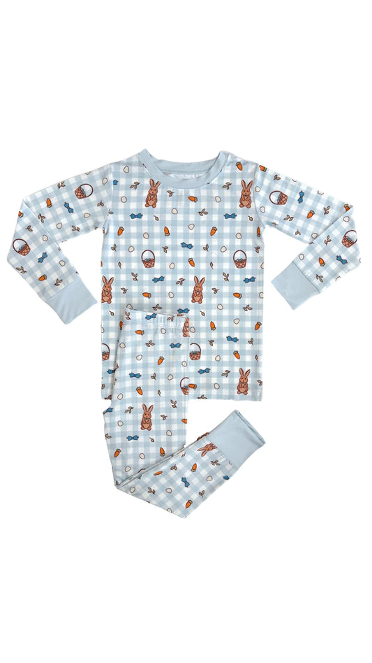 In My Jammers - Blue Gingham Bunny Two Piece Set