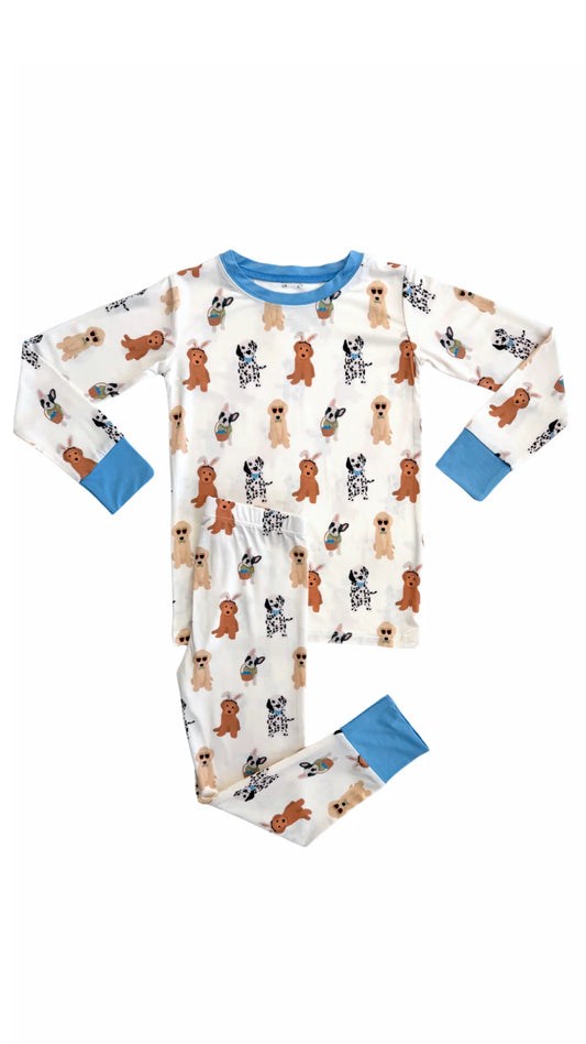 In My Jammers - Blue Easter Pups Two Piece Set