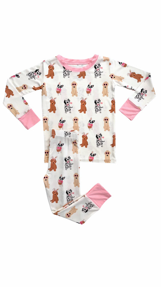 In My Jammers - Pink Easter Pups Two Piece Set