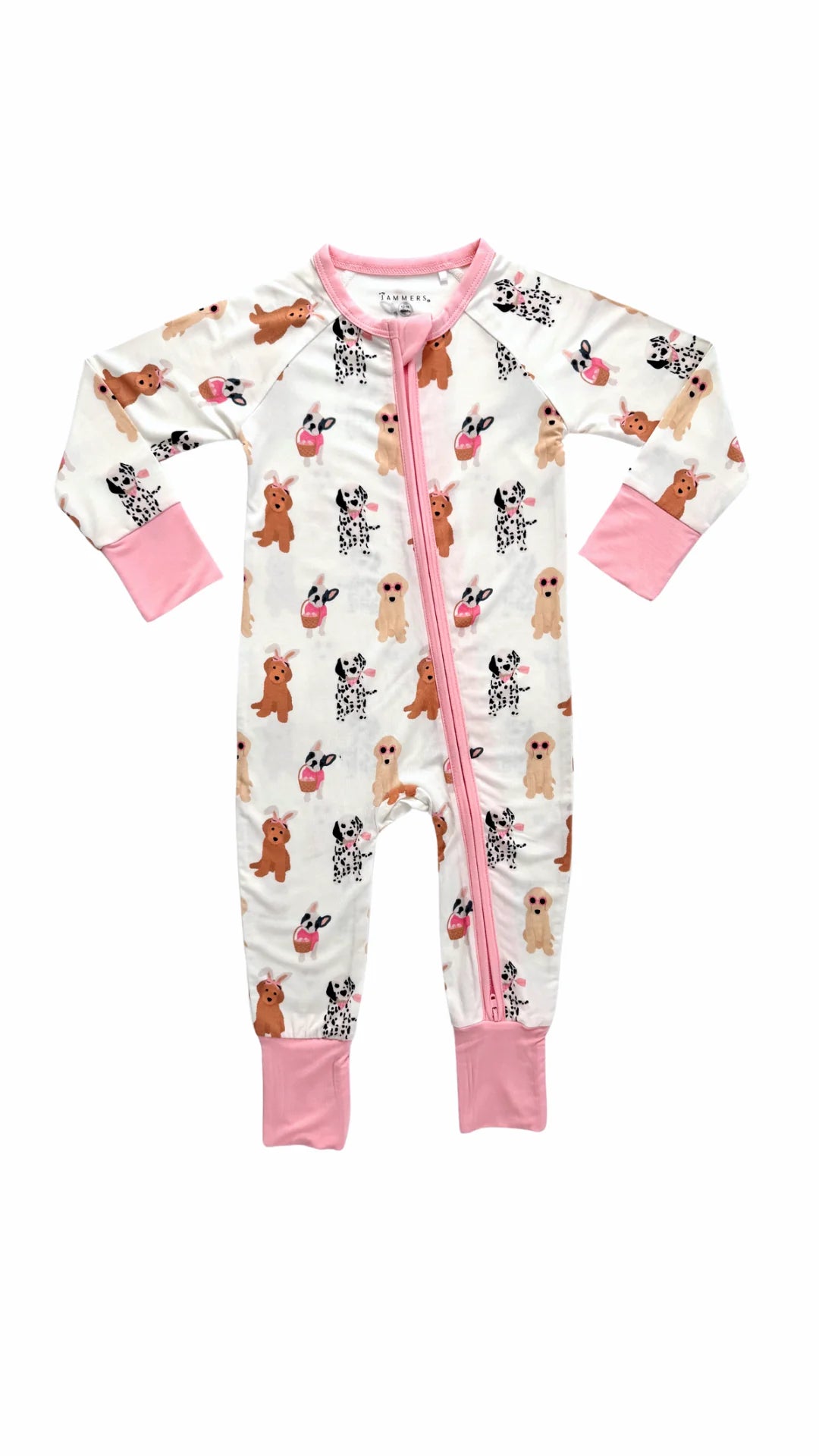 In My Jammers - Pink Easter Pups Zipper Romper