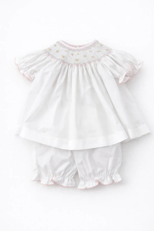 White Smocked Bishop Bloomer Set