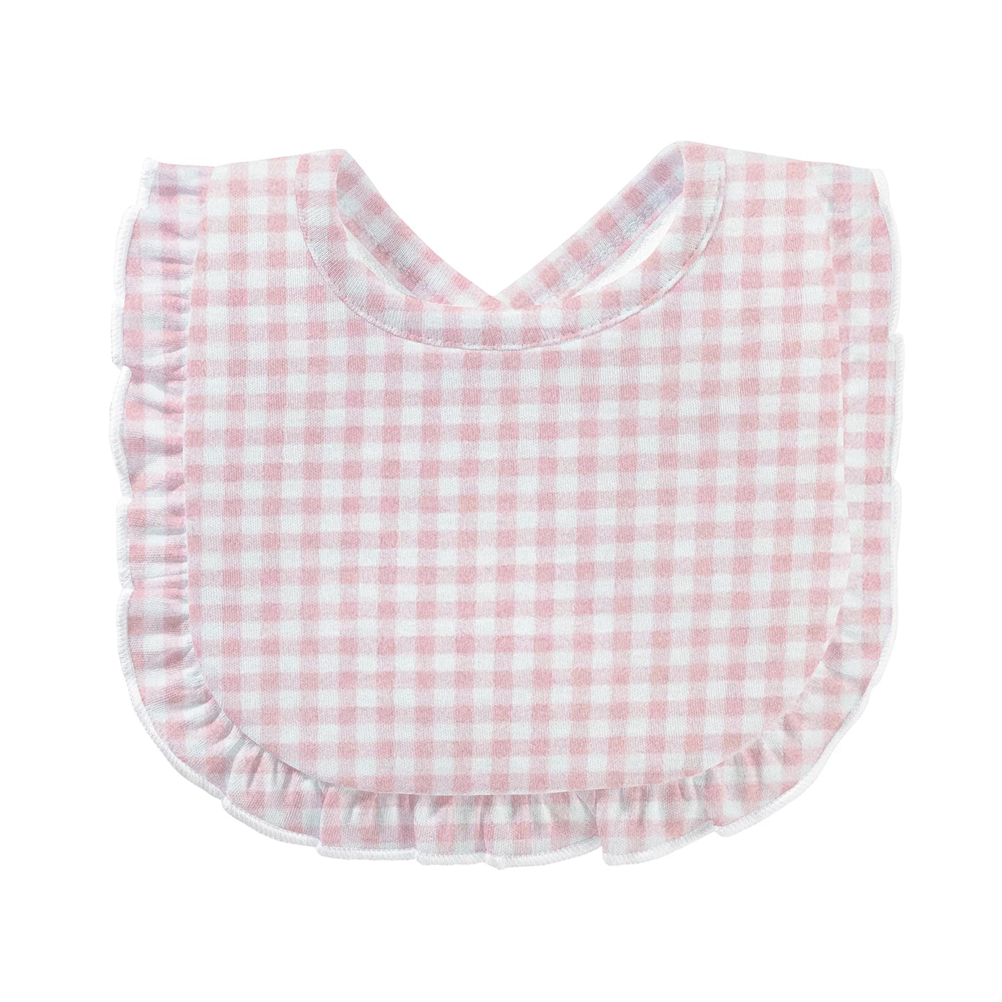 Baby Club Chic - Pink Mini Checks Printed Bib w/ Ruffle