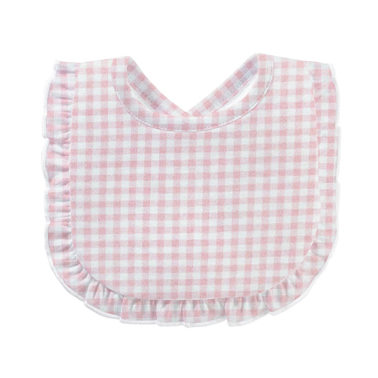 Baby Club Chic - Pink Mini Checks Printed Bib w/ Ruffle