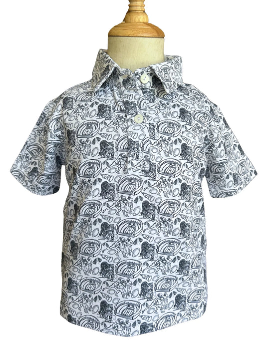 Studio Smocks - Tiger Blue/White Polo