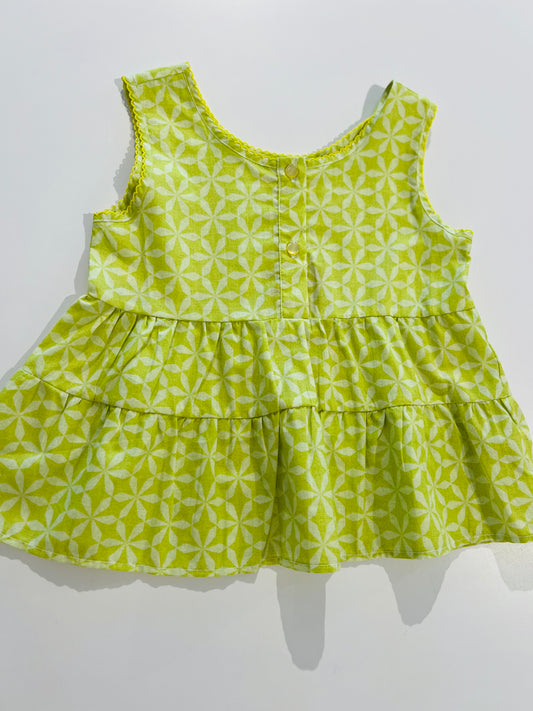 Forever Young - Lime Peplum Button Tank