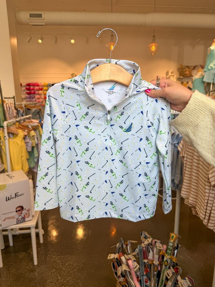Golf Print Levi Performance 1/4 Zip - Sweet E's Children's Boutique