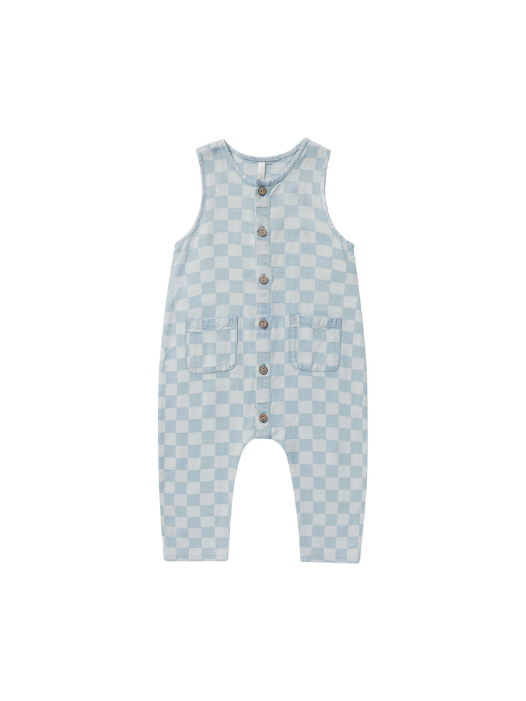 Rylee & Cru - Blue Check Woven Jumpsuit