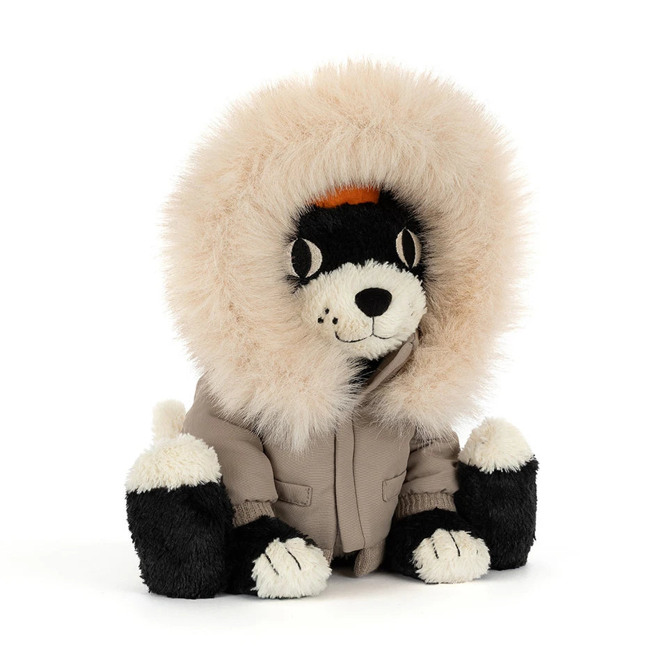 Soft Jellycat Jack 'Alpine' plush toy with adorable, detailed mountain-themed design and fluffy cream-colored fur.