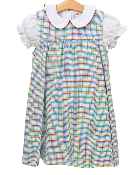 Jellybean - Primary Plaid Jumper Set