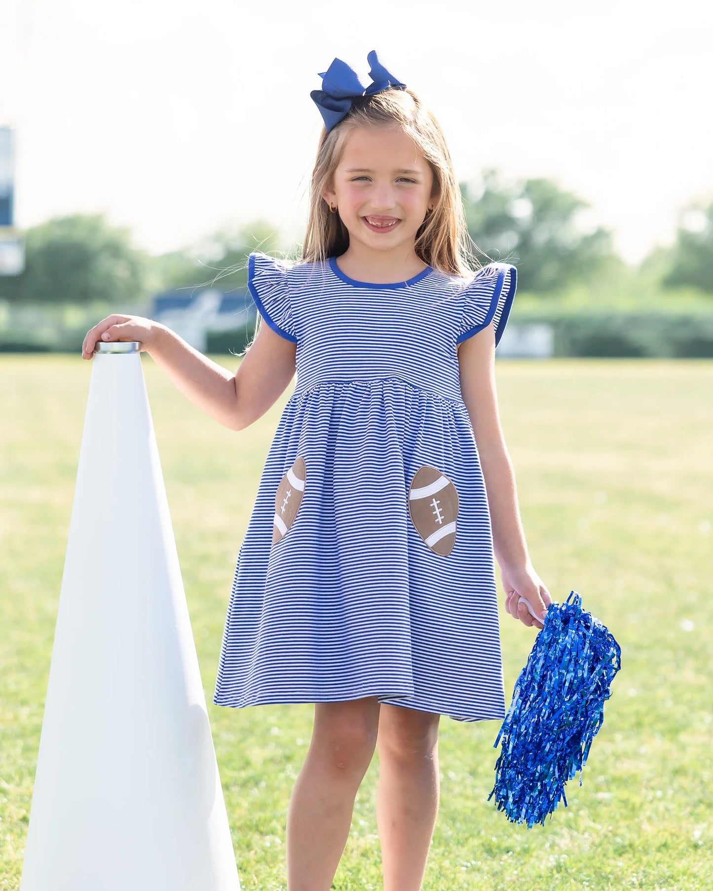 Blue & White Let's Cheer! Football Pocket Dress
