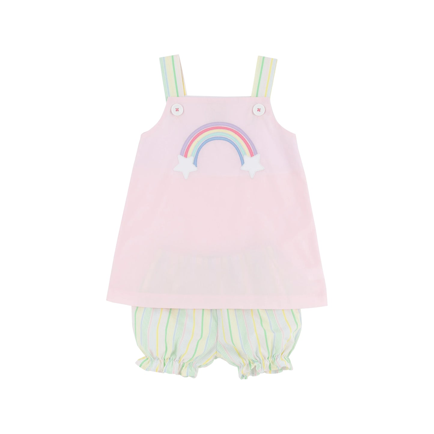 The Beaufort Bonnet Company - Jillian Jumper Set - Palm Beach Pink/Santa Maria Seersucker Rainbow