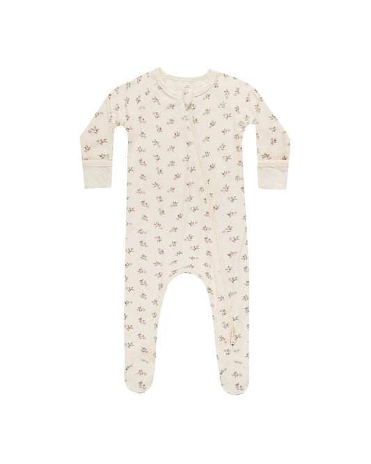 Quincy Mae - Holly Berry Bamboo Zip Footie