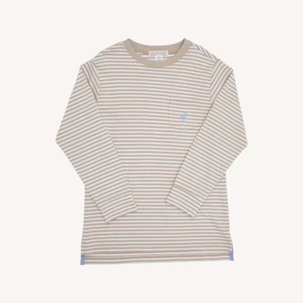 Keeneland Khaki Stripe Long Sleeve Carter Crewneck