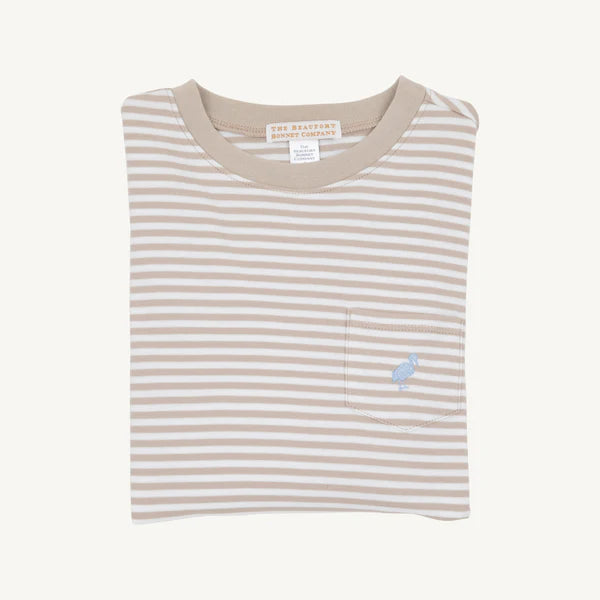 Keeneland Khaki Stripe Long Sleeve Carter Crewneck